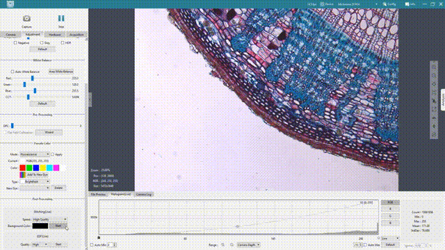 Mosaic 3.0 incorporates image algorithms such as automatic white balance and automatic exposure to capture high-quality images with just one click. It also offers computational imaging functions such as real-time stitching, real-time EDF, and automatic counting, making capture and analysis time-saving and effortless.
